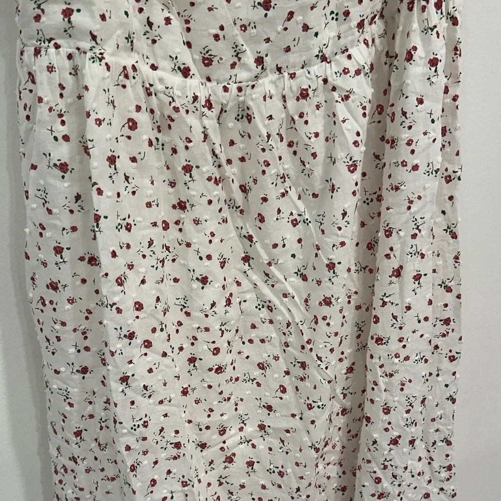 Lulu's White and Red Floral Midi Dress